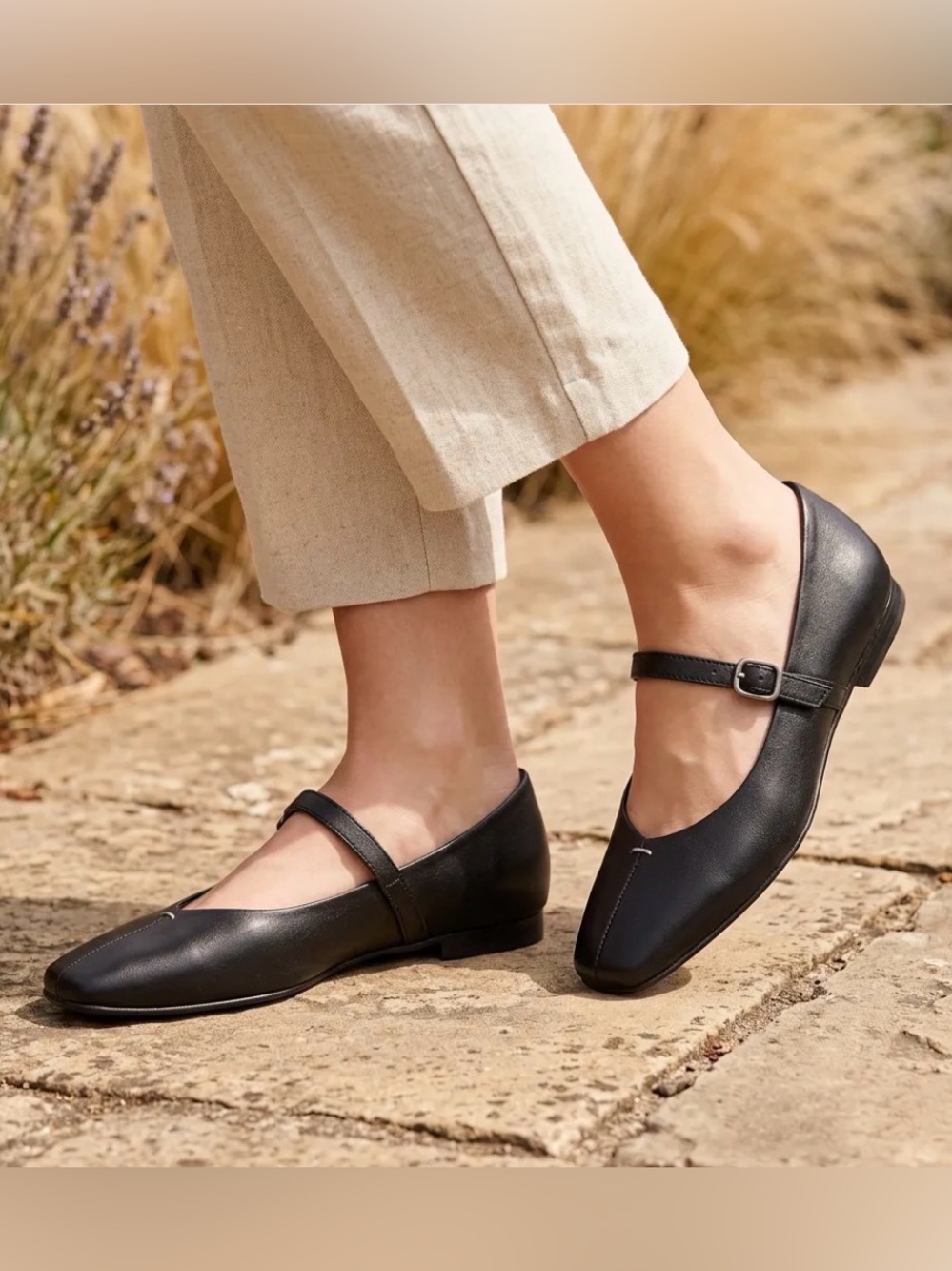 Classic Black Cambridge Mary Jane Leather Flats